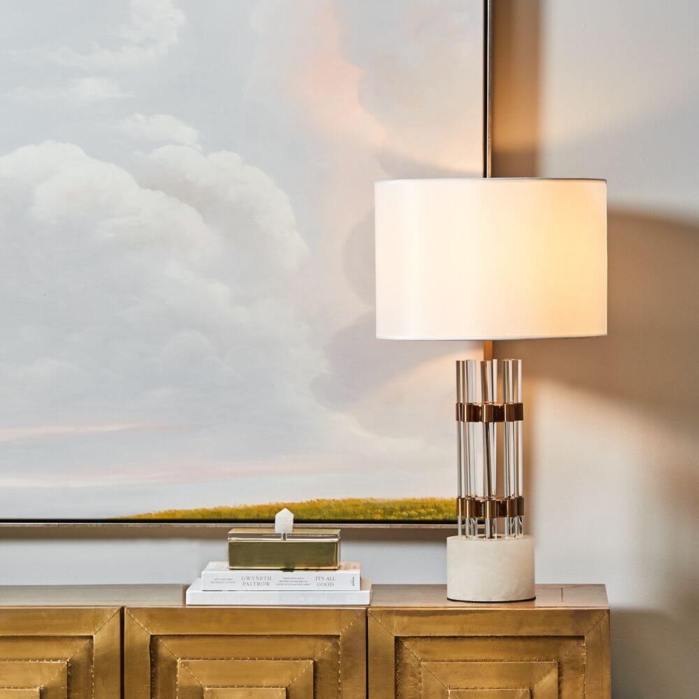 Abbey Marble Brass Table Lamp 70cm
