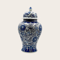 Antique Chinoiserie Blue and White Ceramic Ginger Jar - 46cm
