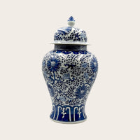 Vintage Blue and White Ceramic Ginger Jar