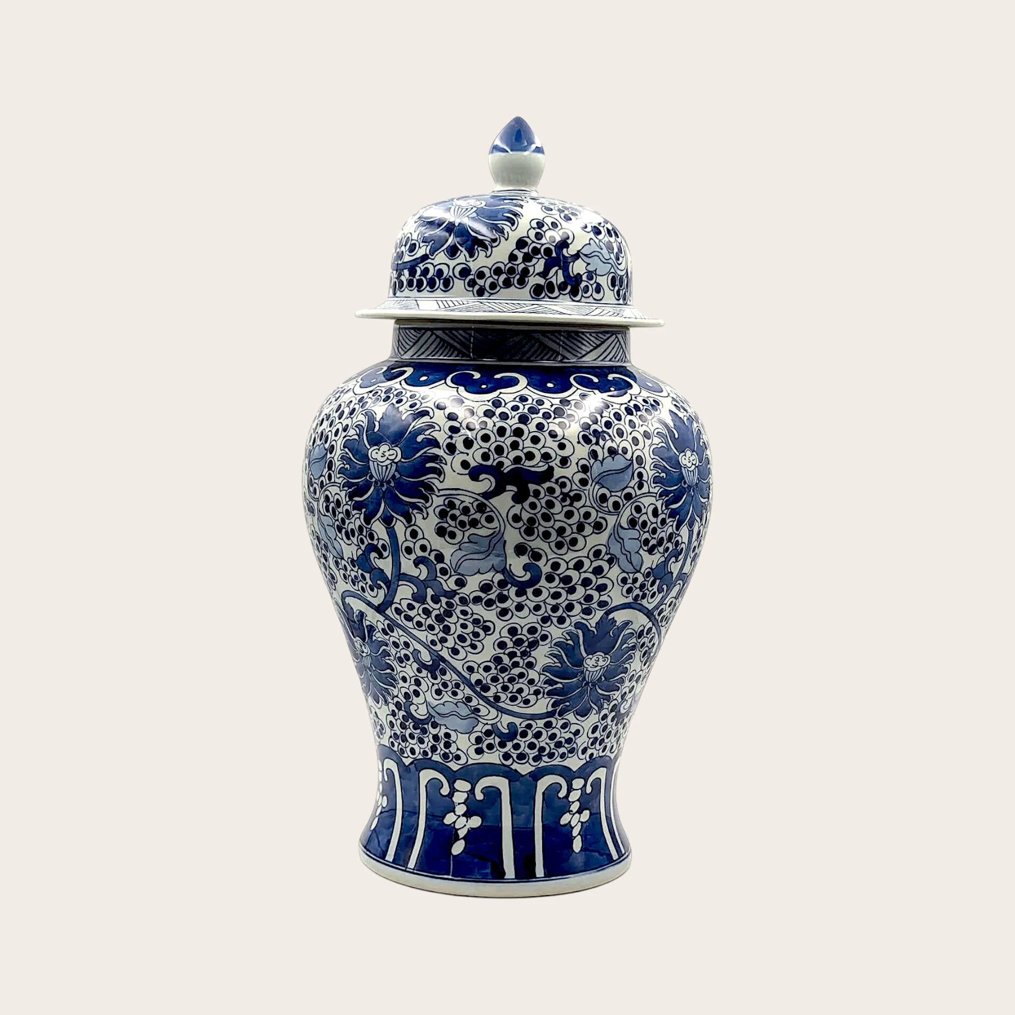 Vintage Blue and White Ceramic Ginger Jar