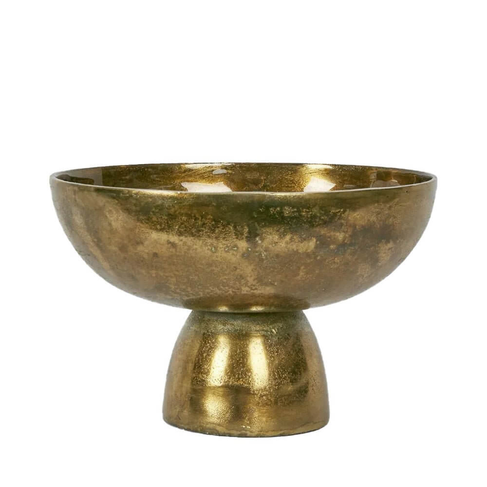 Antique Gold Bowl Gia Large Footed Aluminium Bowl 29cm