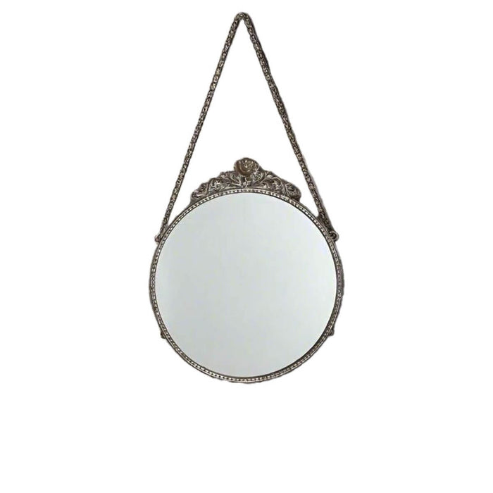 Antique Rustic Gold Round Hanging Mirror