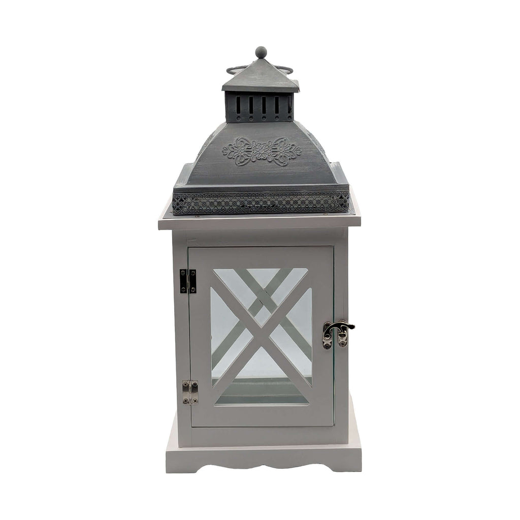 Antique White Timber Lantern Set of 2