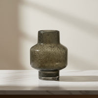 Ara Short Hand Blown Smoky Grey Glass Vase