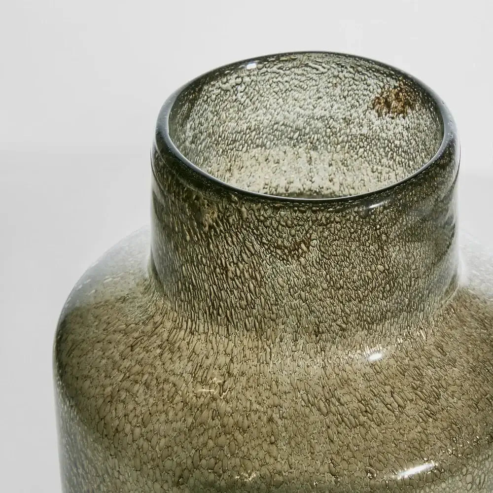 Ara Short Hand Blown Smoky Grey Glass Vase