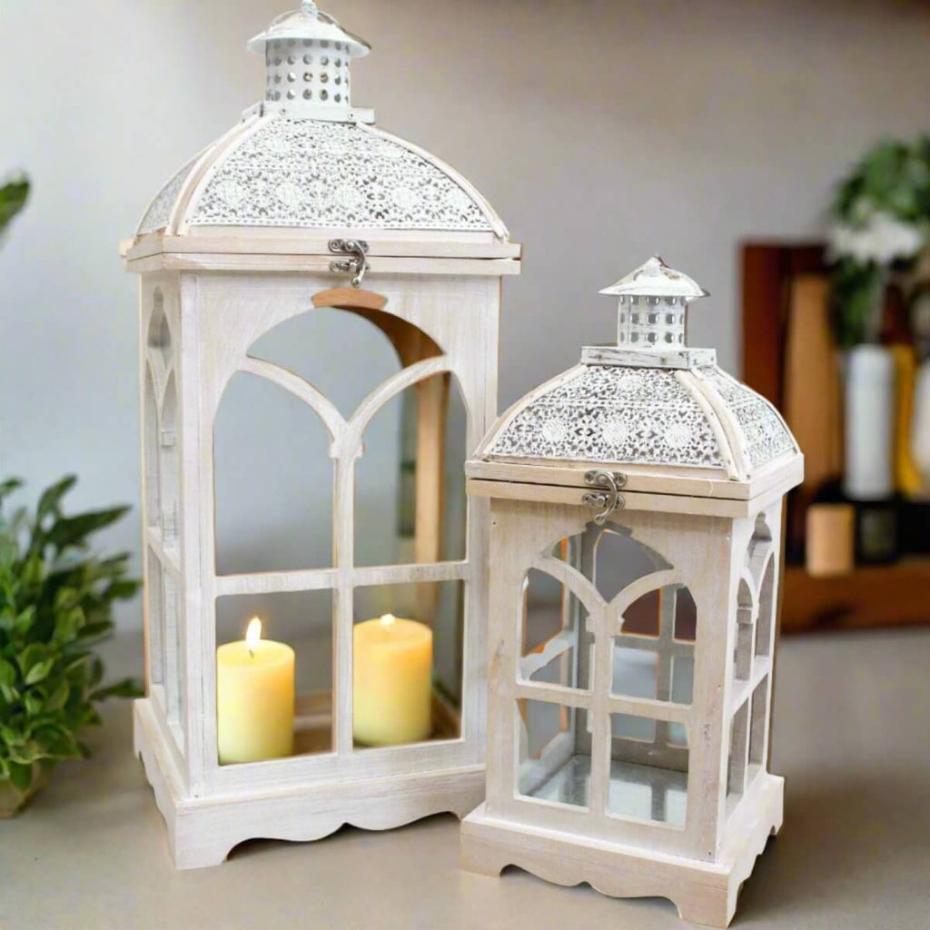 Arabesque White Champagne Lantern Set