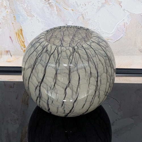 Artisan Crackle Glass Vase Grey Beige