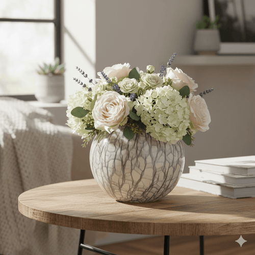 Artisan Crackle Glass Vase Grey Beige