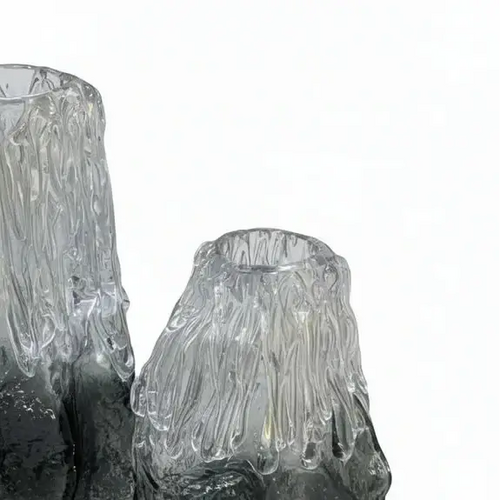 Artisan Hand Blown Smoked Glass Vase Set