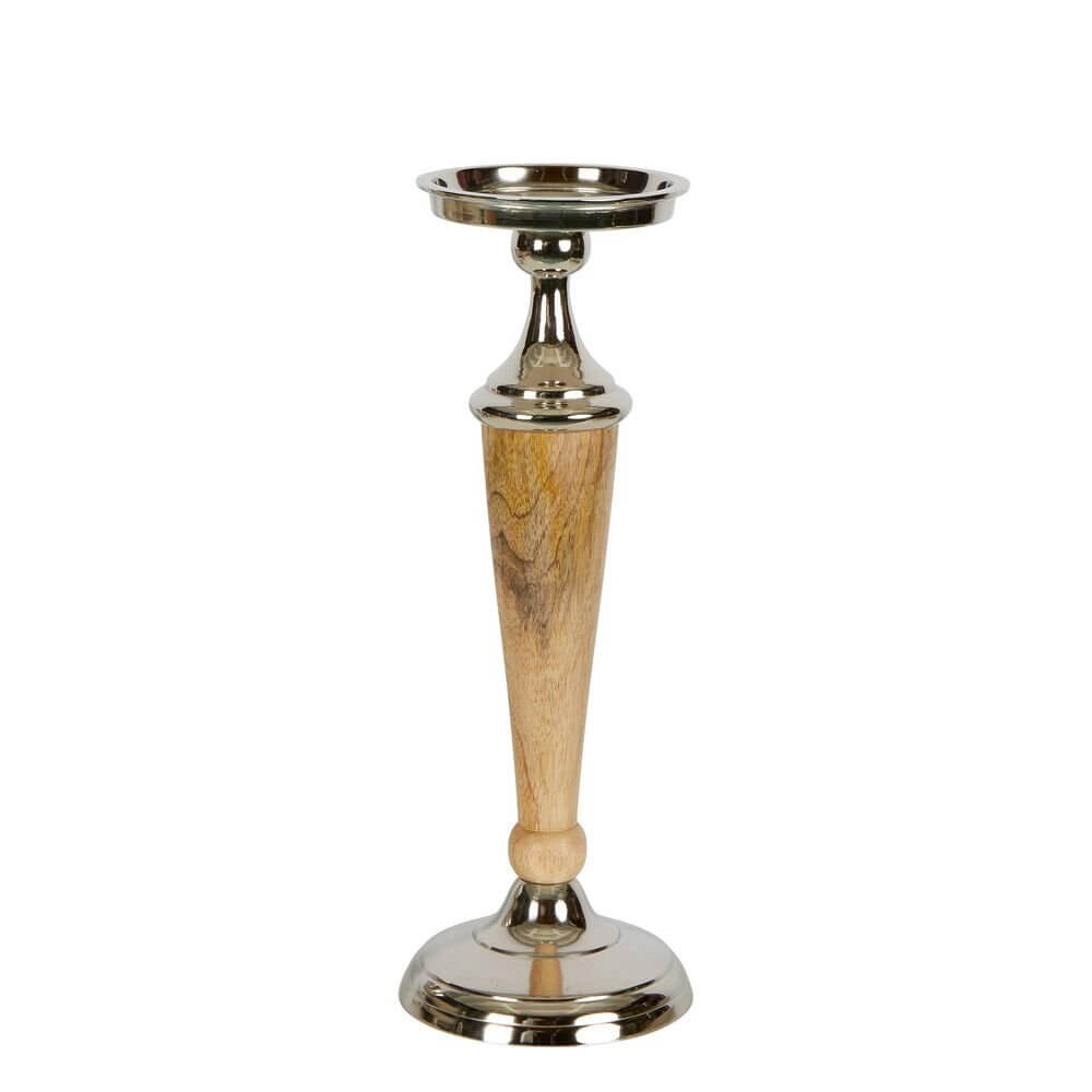Atlas Modern Wood & Aluminium Candle Stick