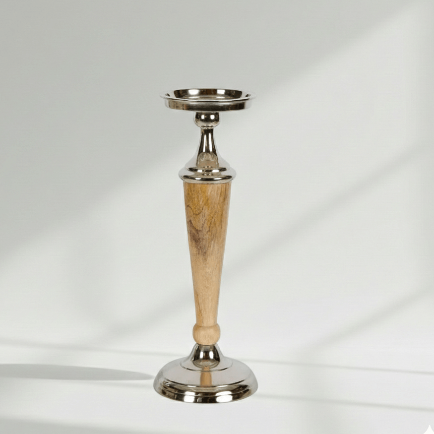 Atlas Modern Wood & Aluminium Candle Stick