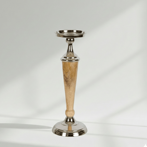Atlas Modern Wood & Aluminium Candle Stick