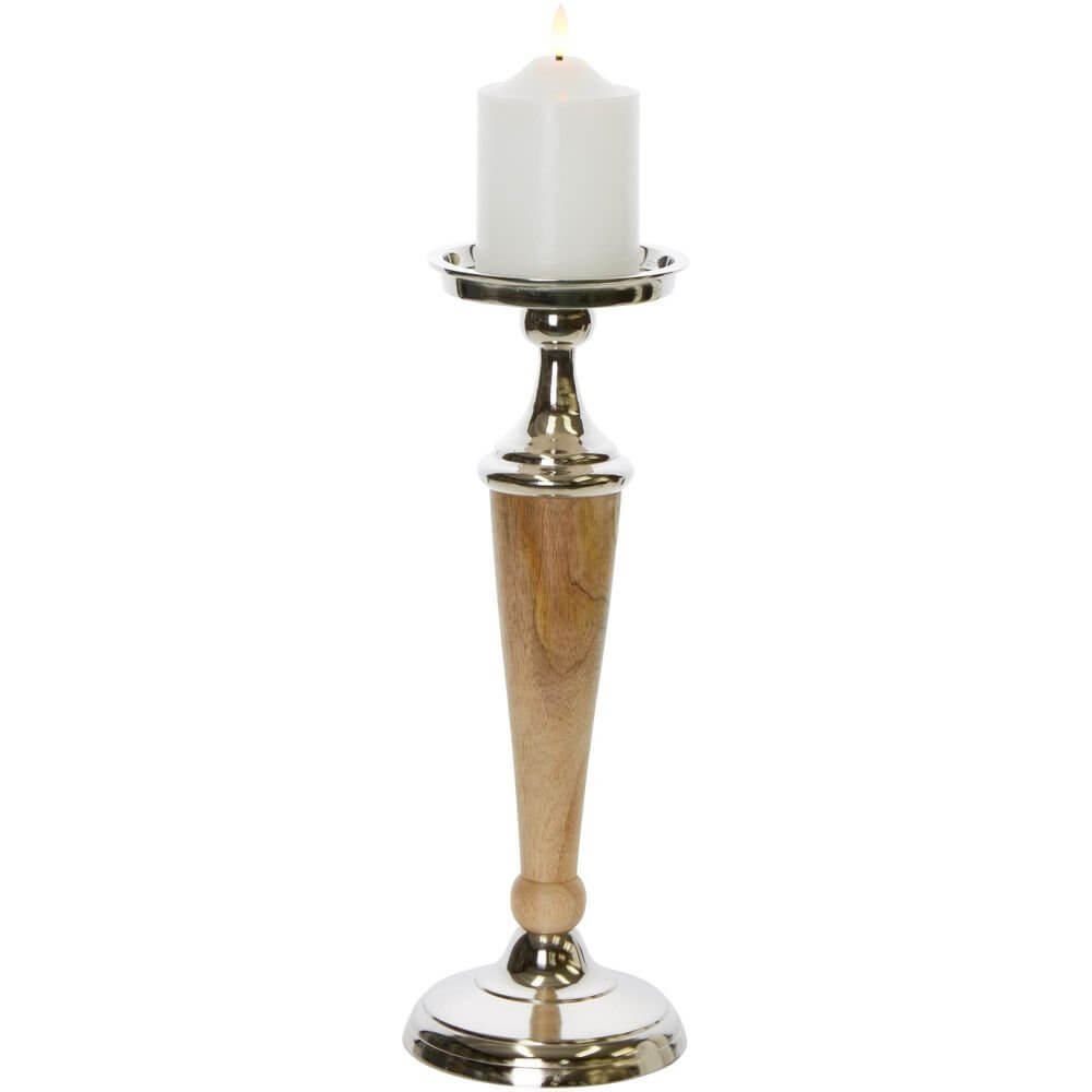 Atlas Modern Wood & Aluminium Candle Stick