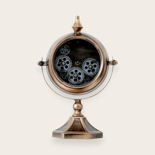 Atlas Rose Gold Moving Gear Table Clock - 38cm