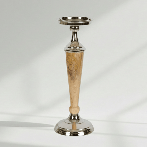 Atlas Tall Aluminium Wood Candle Stick