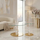 Acrylic Nesting Coffee Tables Set - Gold Base