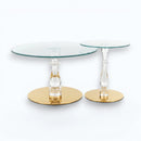 Acrylic Nesting Coffee Tables Set - Gold Base