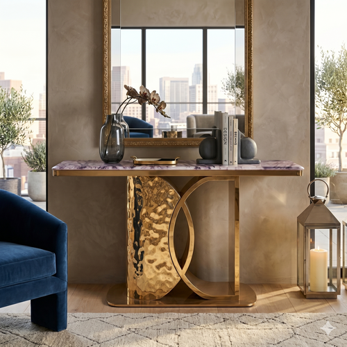 Gold Stainless Steel Console Table - 160cm