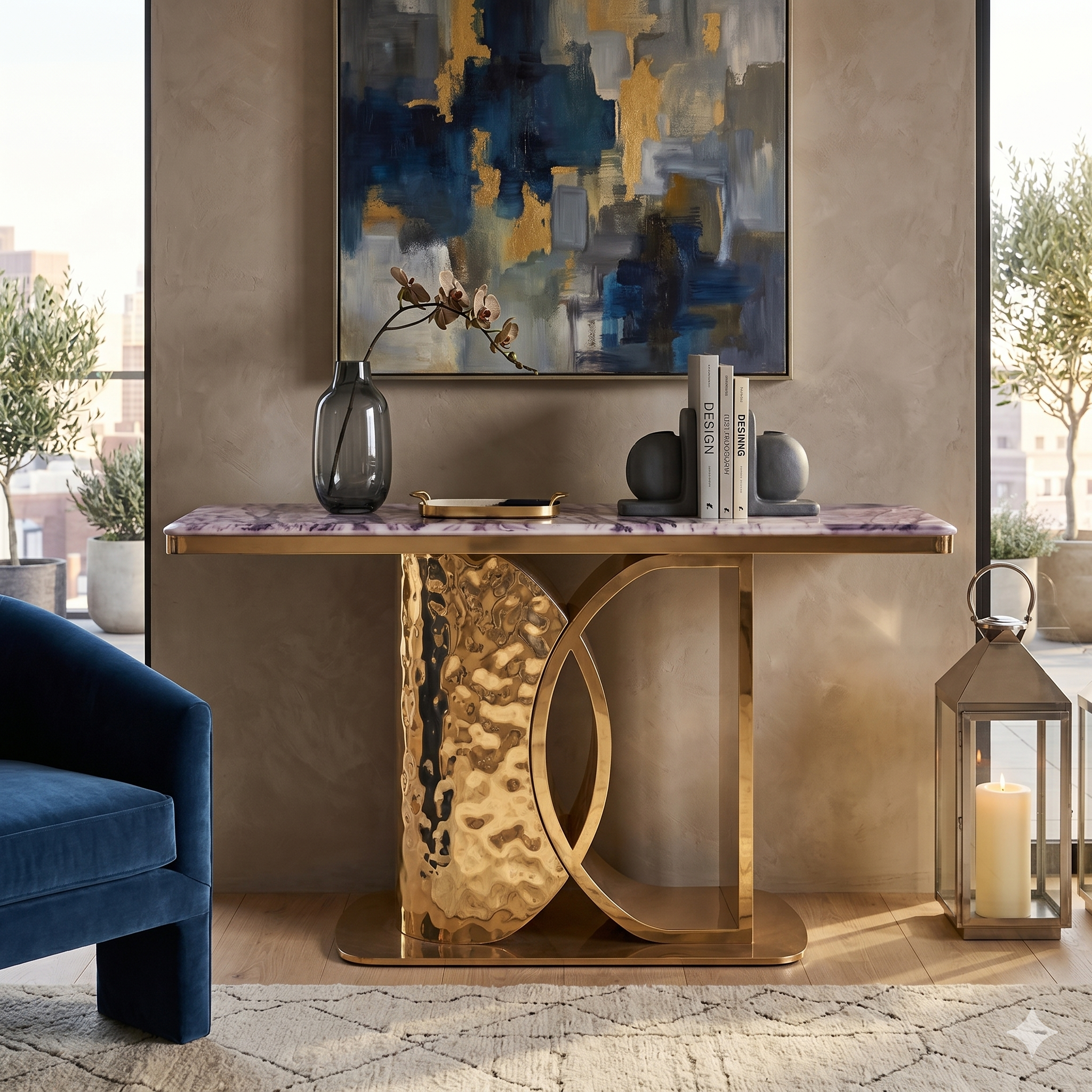 Gold Stainless Steel Console Table - 160cm