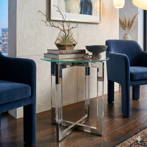 Aurelia Square Glass & Acrylic Side Table