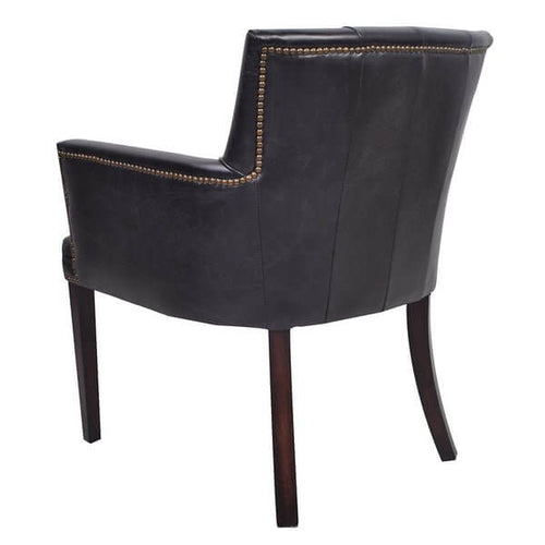 Ballard Worn Coal Leather Chair 85cm