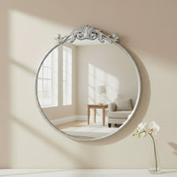 Baroque Silver Round Wall Mirror 60cm
