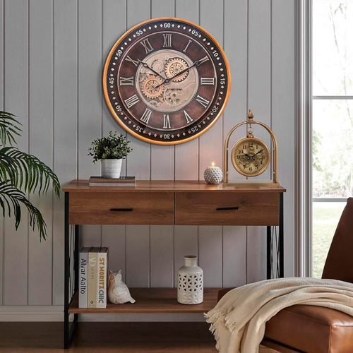 Basil Antique Gold Gear Table Clock 55cm