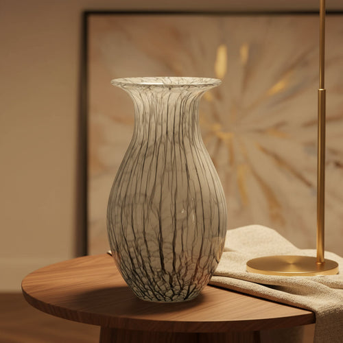 Bella Hand-Blown Glass Vase Grey Black