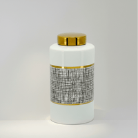 Modern Ceramic Ginger Jar - White/Gold
