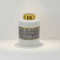 Art Deco Porcelain Ginger Jar - Small White