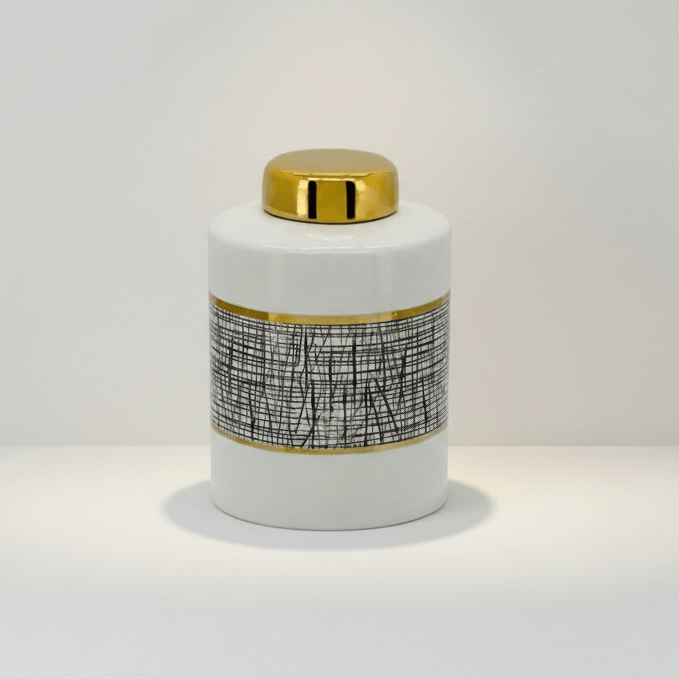 Art Deco Porcelain Ginger Jar - Small White