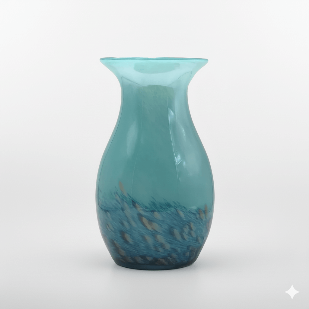Blue and Green Ocean Swirl Handblown Glass Vase