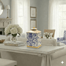 French Toile Blue and White Ceramic Ginger Jar - 32cm