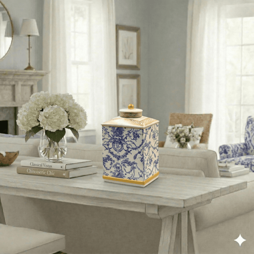 French Toile Blue and White Ceramic Ginger Jar - 32cm