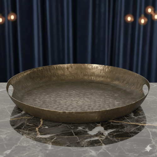 Bobbi Hammered Silver Round Serving Tray