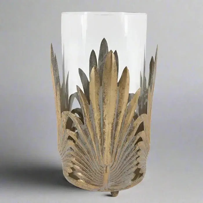 Botanical Antique Gold Palm Leaf Holder