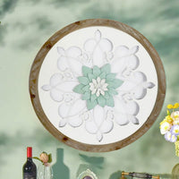 Carved Wood Round Wall Art Frame 70cm