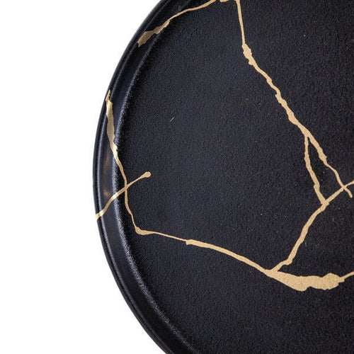 Ceramic Round Plate Wabi-Sabi Large Plate Black/Gold