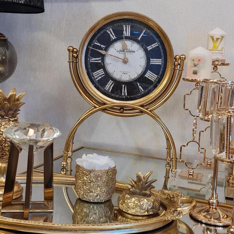 Architectural Polished Gold Suspended Table Clock - 49cm