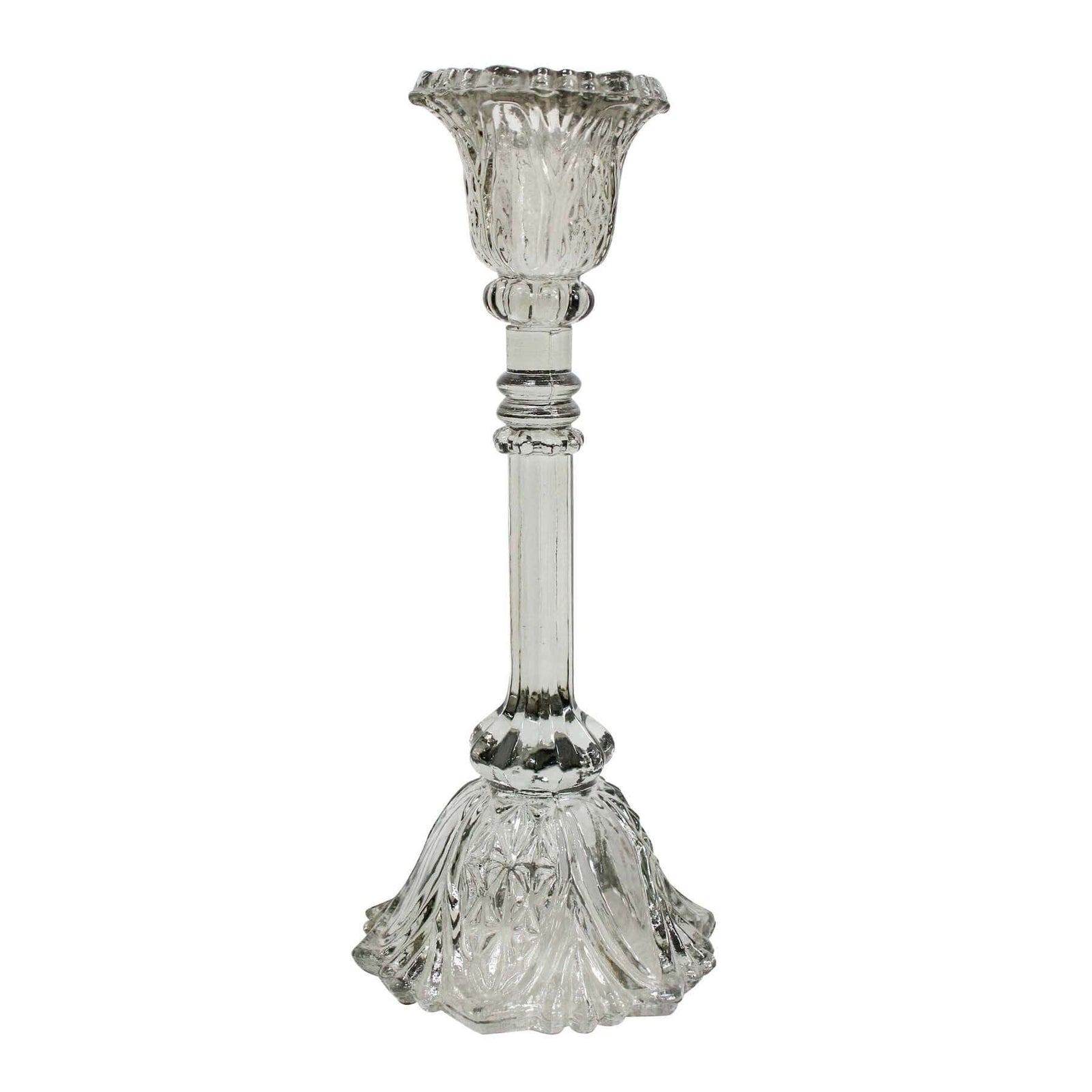 Elegant Sage Green Glass Taper Candle Stick