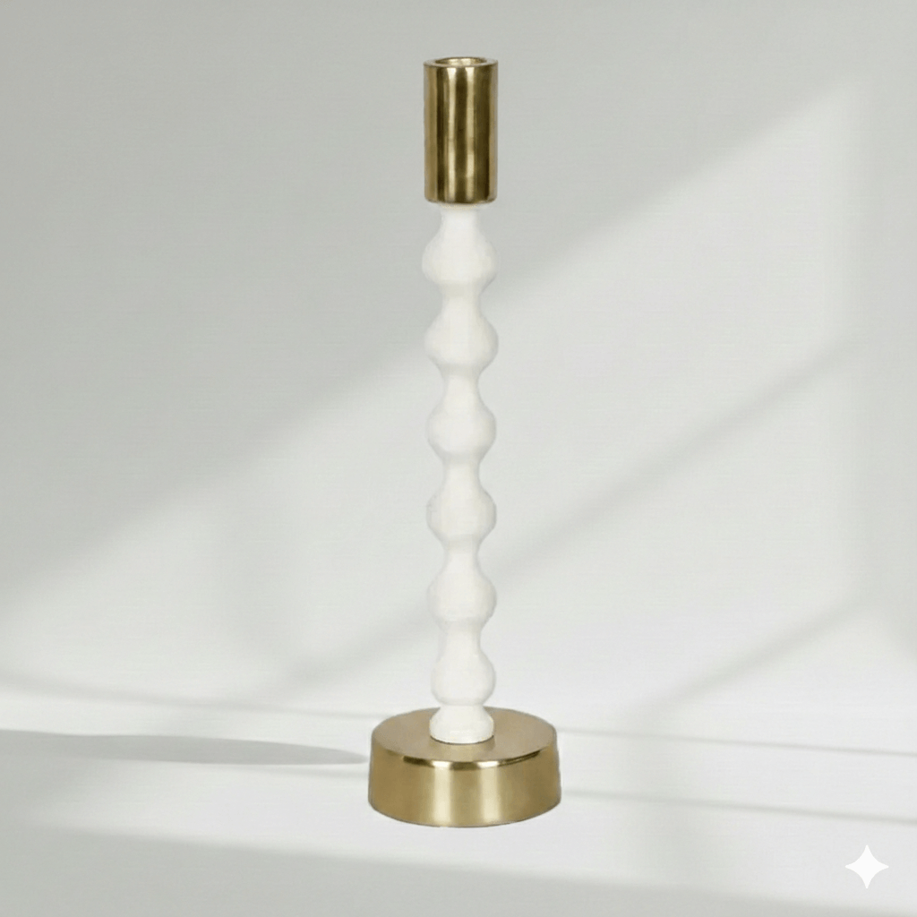 Elsa Glossy White Aluminium Candle Holder