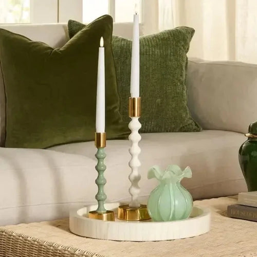 Elsa Glossy White Aluminium Candle Holder