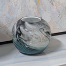 Faux Marble Glass Vase Blue Gold 28cm