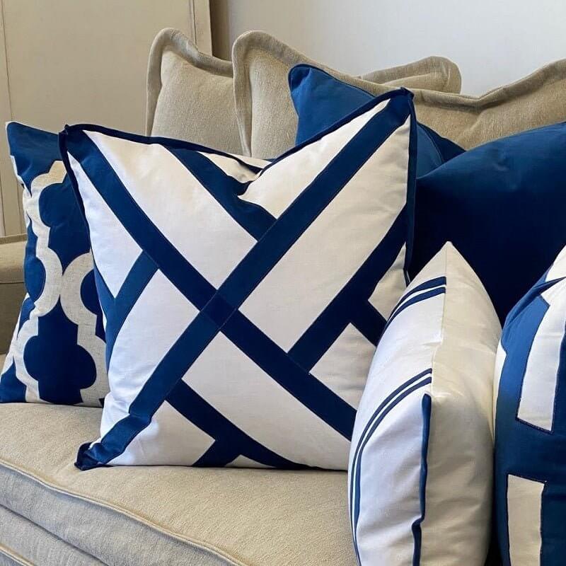 Fremantle Navy Trellis Cushion Cover 55cm