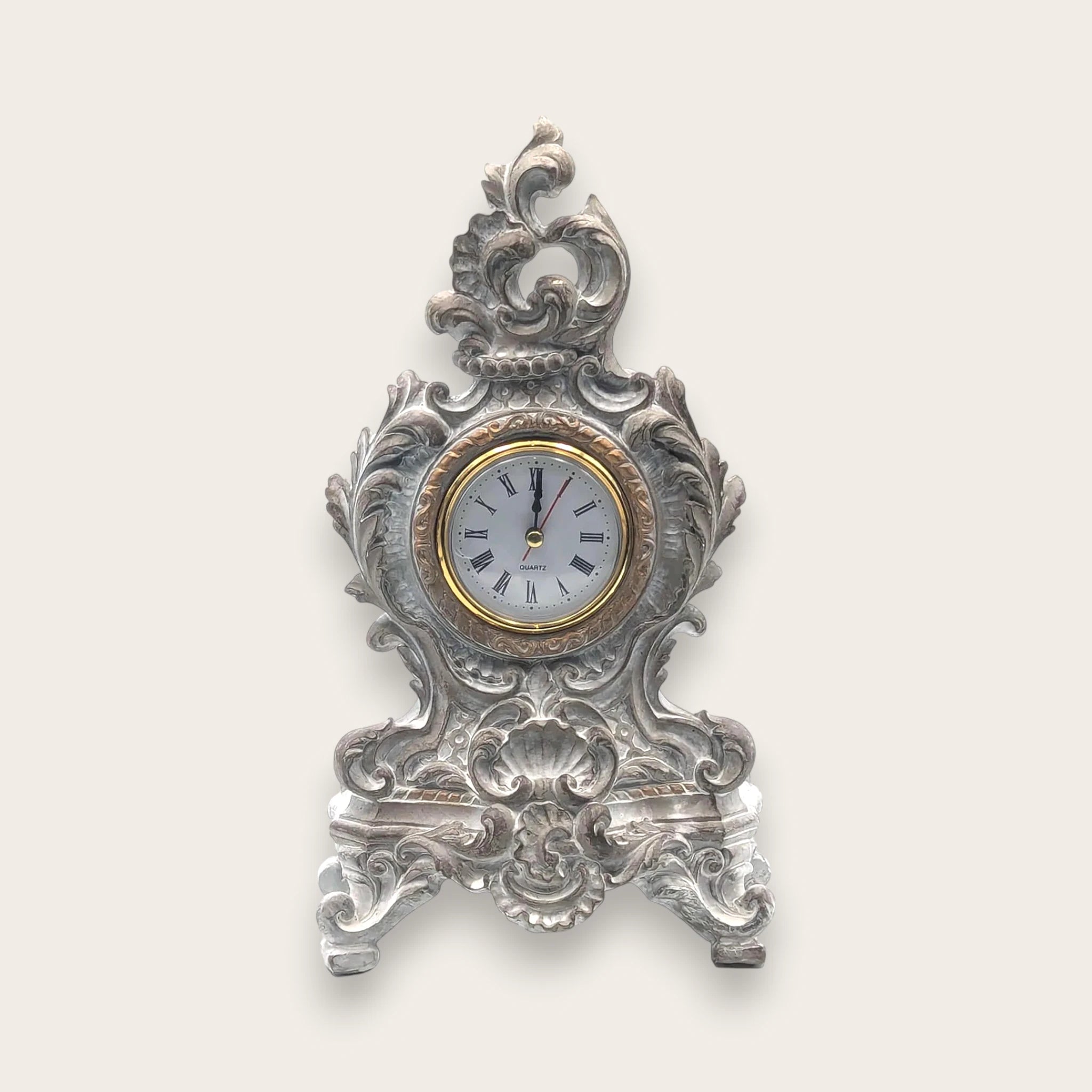 French Country Matte White Table Clock - 25cm