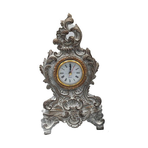 French Baroque White Table Clock 25cm