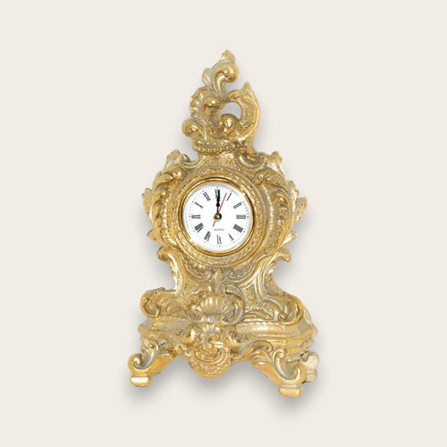 French Country Gold White Table Clock - 25cm