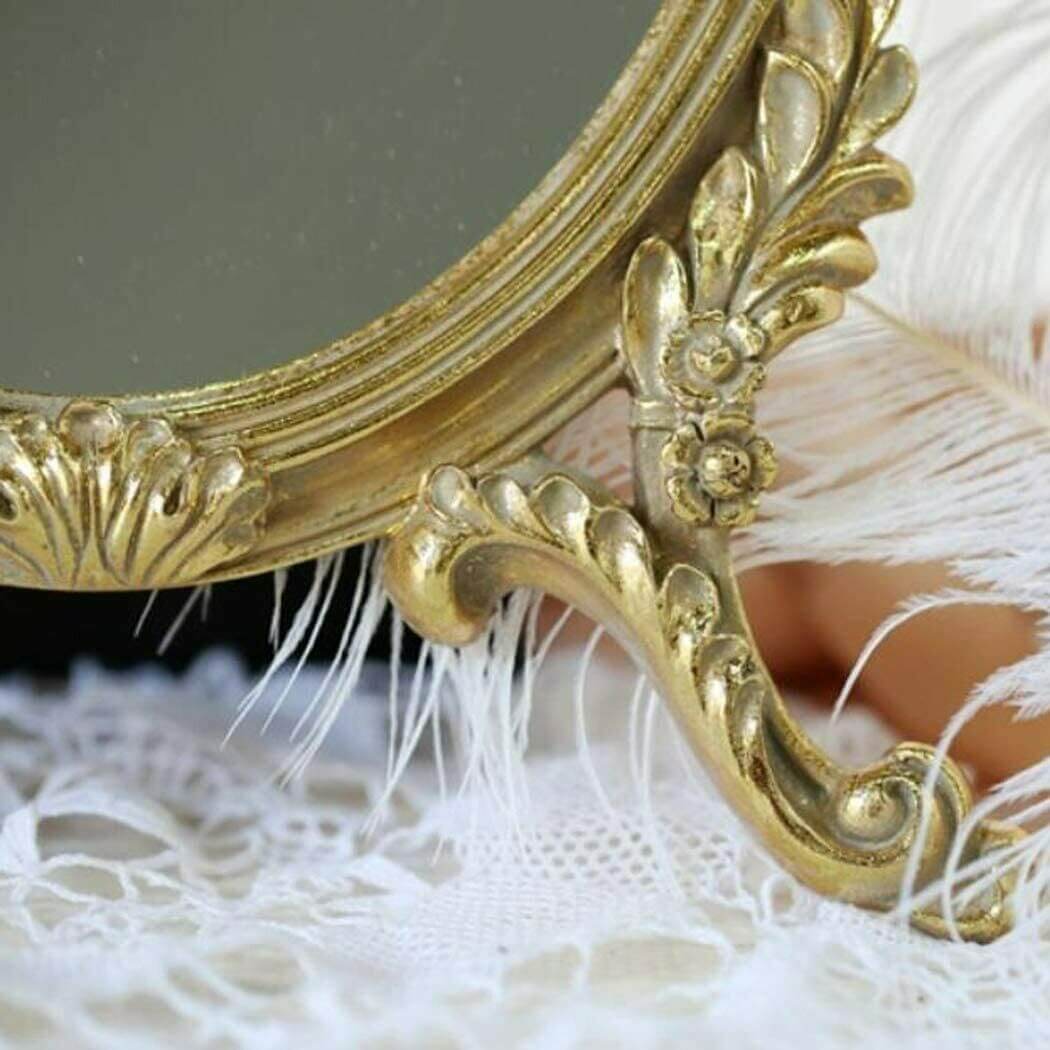 French Makeup Mirror Rustic Gold Makeup Mirror - 35cm