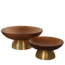 Gable Glass Footed Bowl Large Brown Glass/Brass