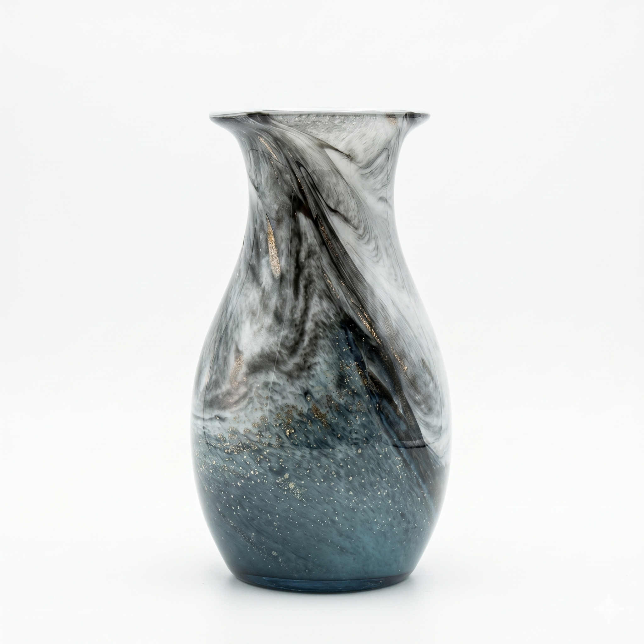 Marbled Teal Ceramic Baluster Vase - 37cm